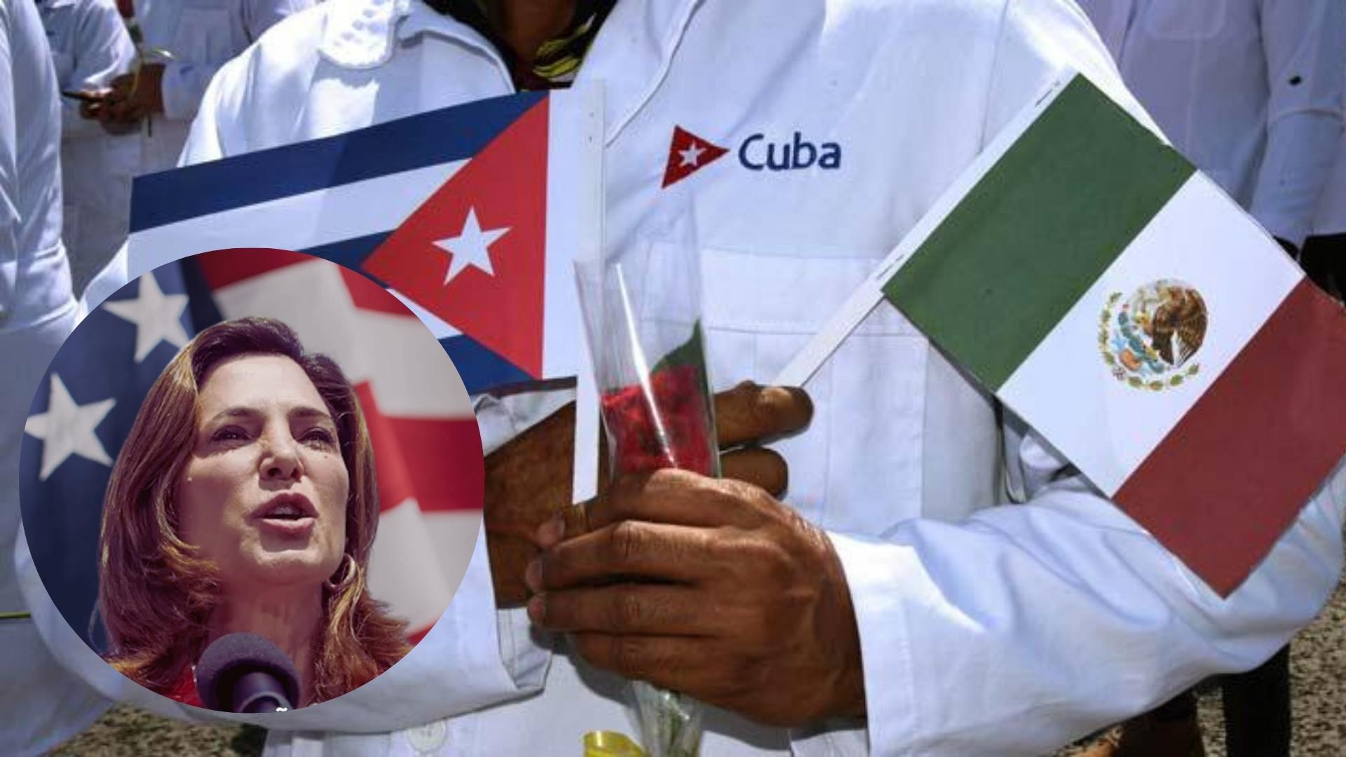 María Elvira Salazar y Brigadas médicas de Cuba. Collage: ADN Cuba