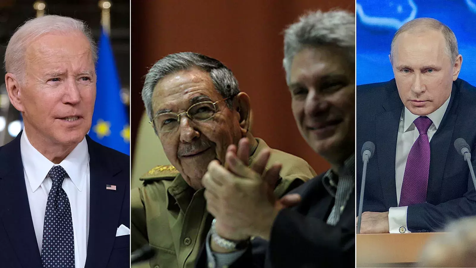 Biden, Castro, Díaz Canel y Putin