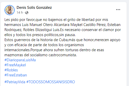 Post de Solís en Facebook.