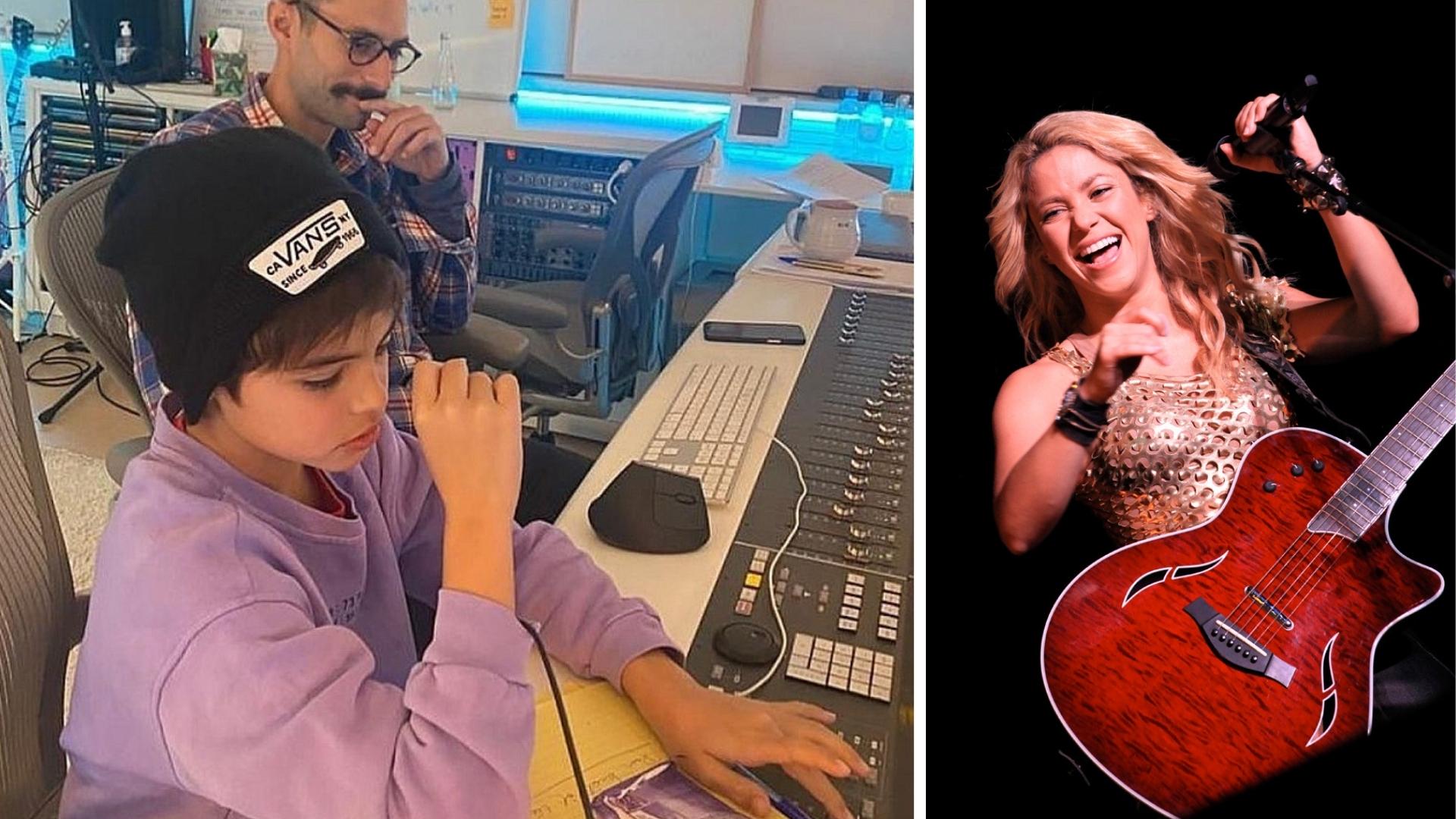Milan en estudio de grabación y Shakira en concierto. Collage de ADN Cuba (Fotos: Instagram Shakira/ Ahmad Zakaria)