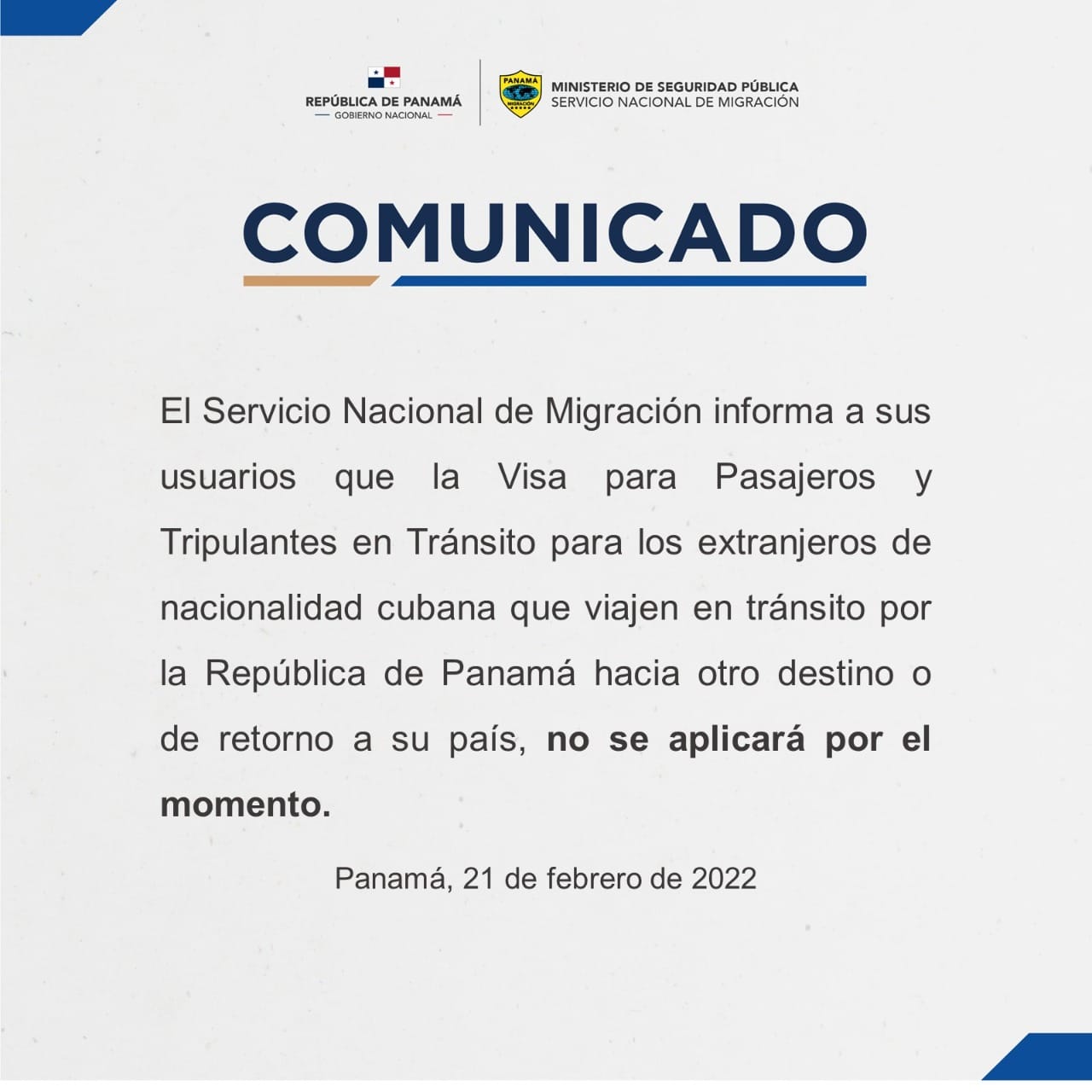 Anuncio de Migración Panamá.