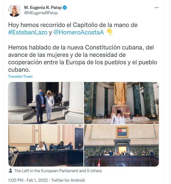 Tuit de la eurodiputada española.