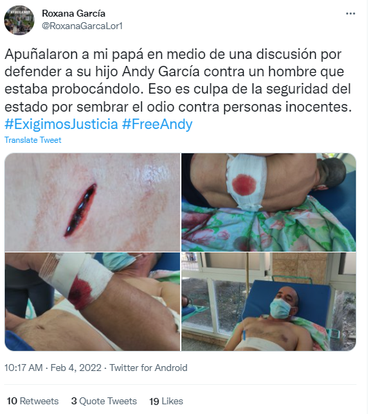 Imágenes del padre de Andy García hospitalizado.