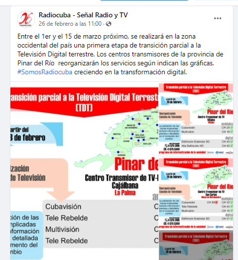 Post de empresa estatal Radiocuba.