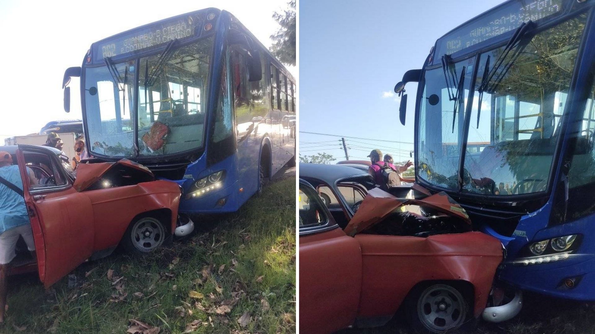Según publicó el internauta Reynolds Quintana en el grupo de Facebook Accidentes de Buses y Camiones, al parecer al autobús se le fue la dirección e invadió el carril contrario