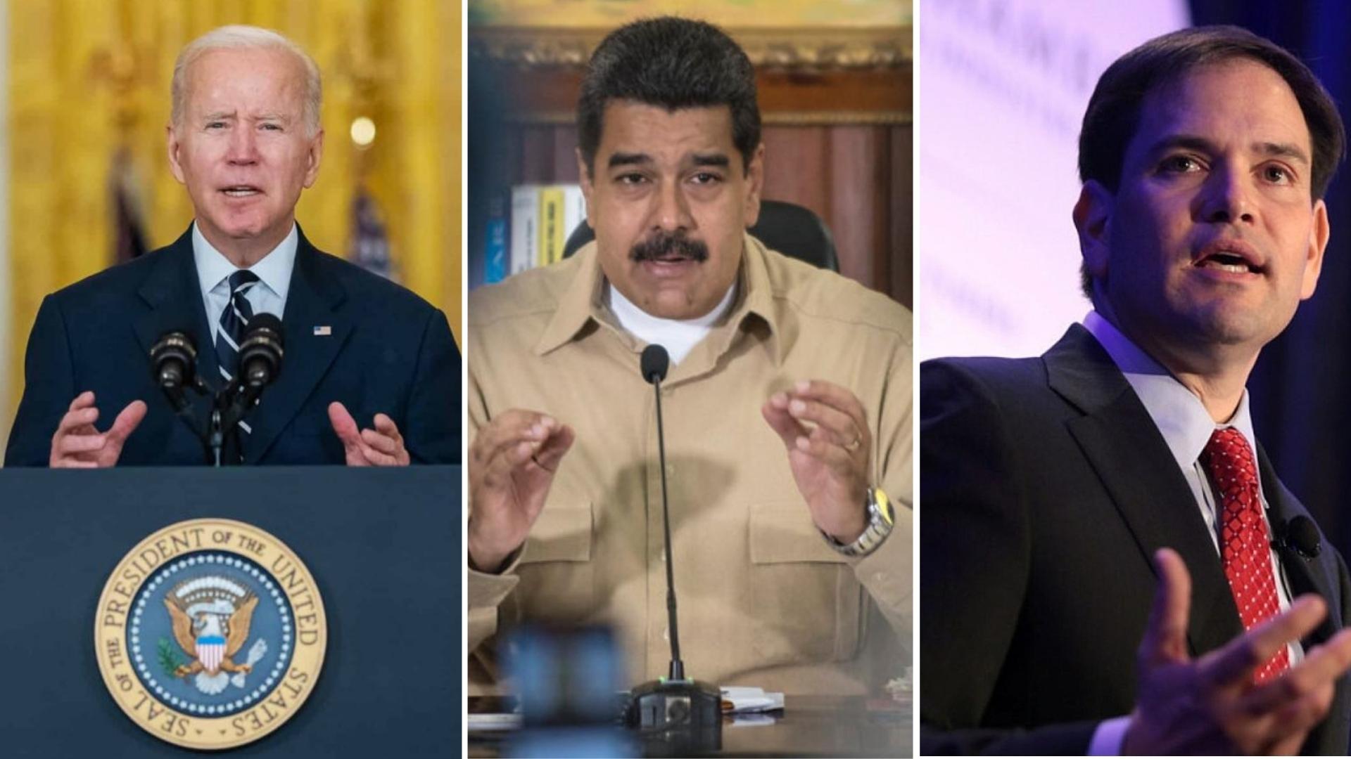 Joe Biden, Nicolás Maduro y Marco Rubio. Fotomontaje: ADN Cuba