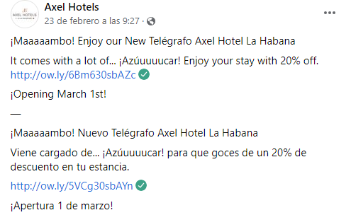 Anuncio de Axel Hotels.
