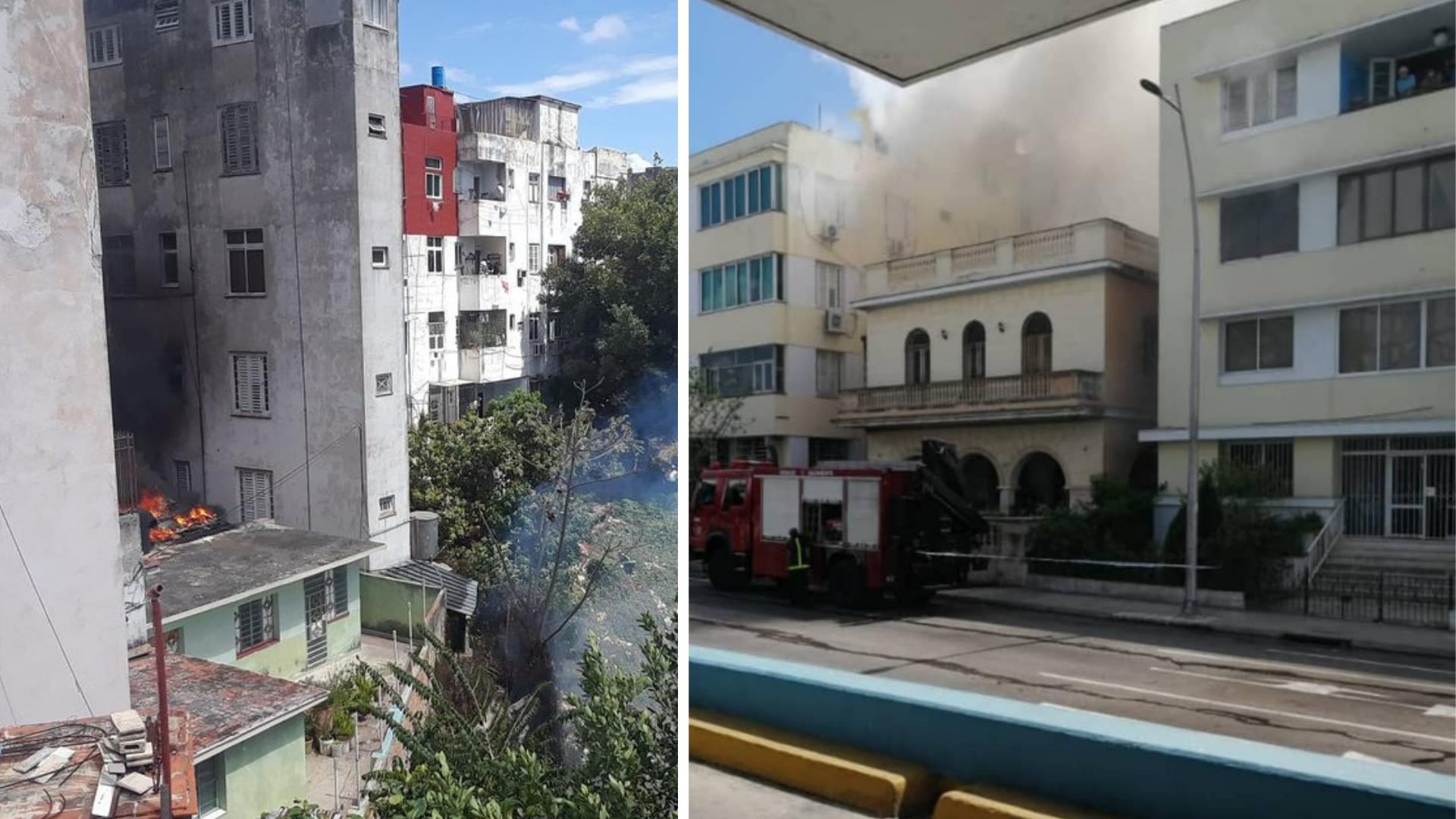 Se incendian viviendas frente al hotel Habana Libre