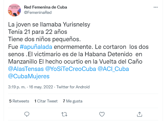 Denuncia de la Red Femenina de Cuba.
