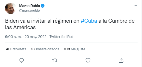 Tuit de Rubio.