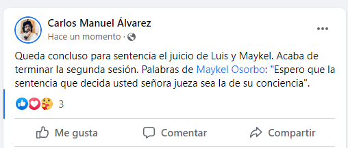 Post de Álvarez en Facebook.