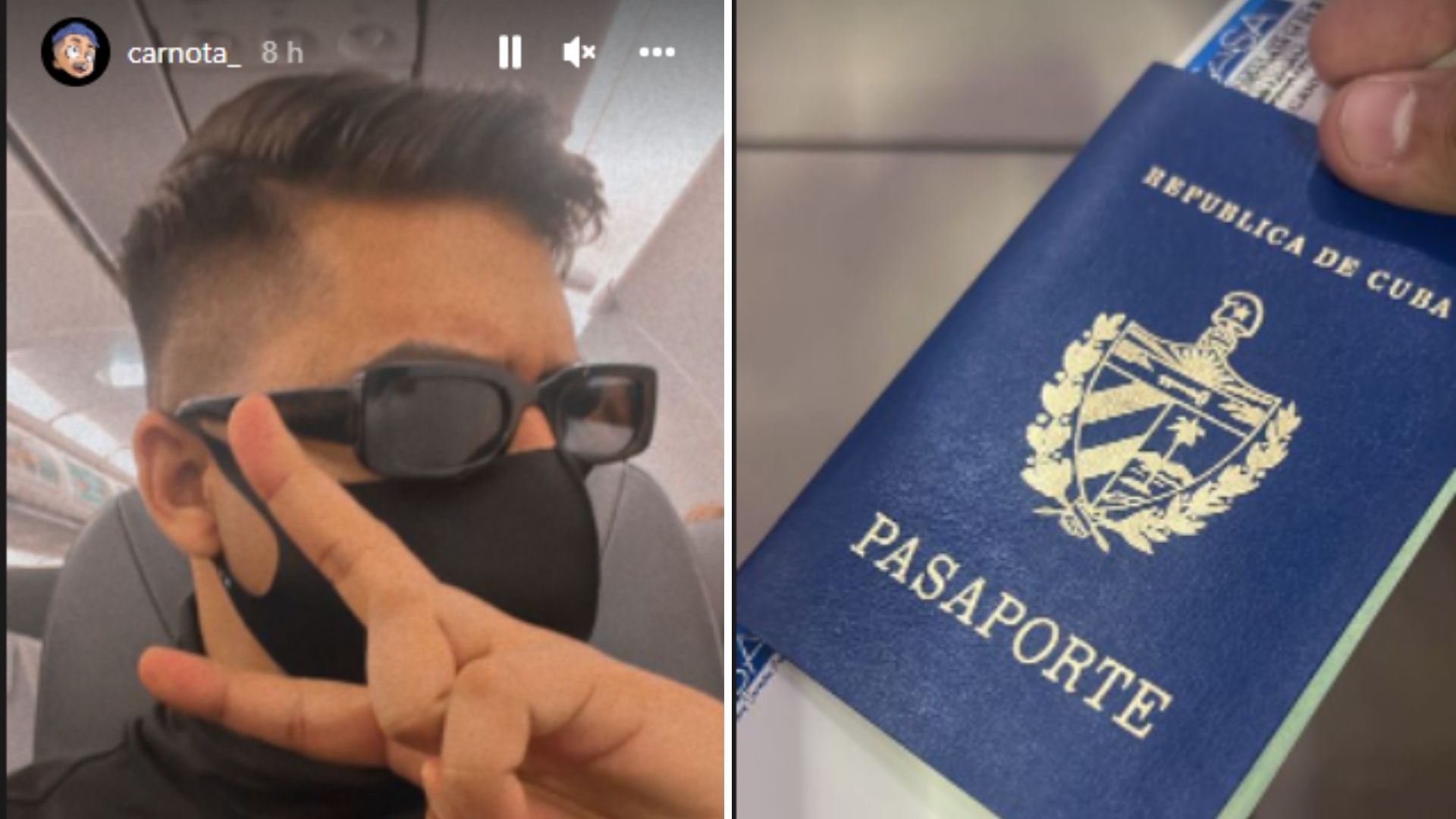 También en sus historias de Instagram publicó varias fotos con el pasaporte y el boleto, así como desde el avión listo para despegar