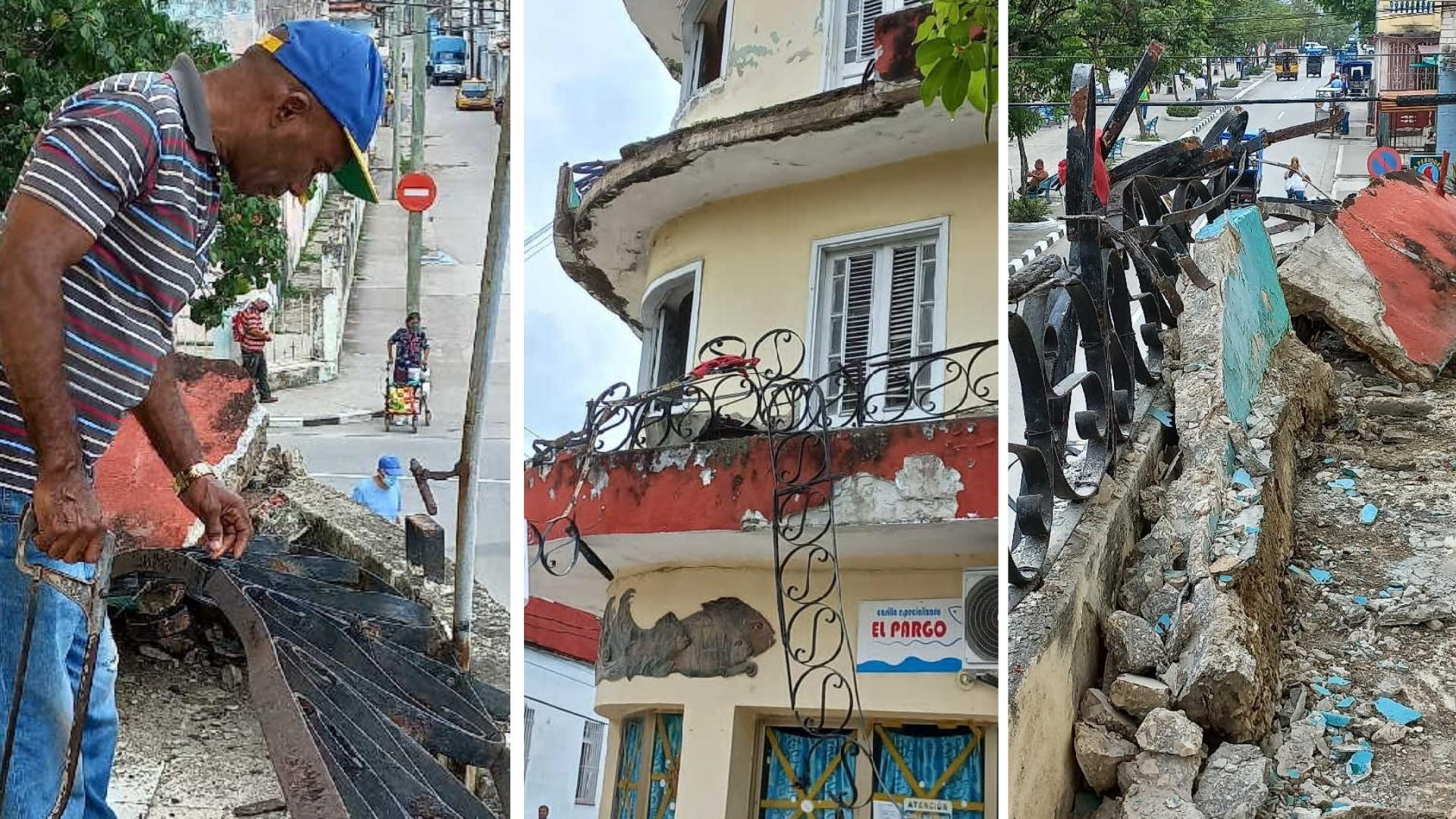 Colapsan balcones de emblemático edificio en Sancti Spíritus. Fotomontaje: ADN Cuba