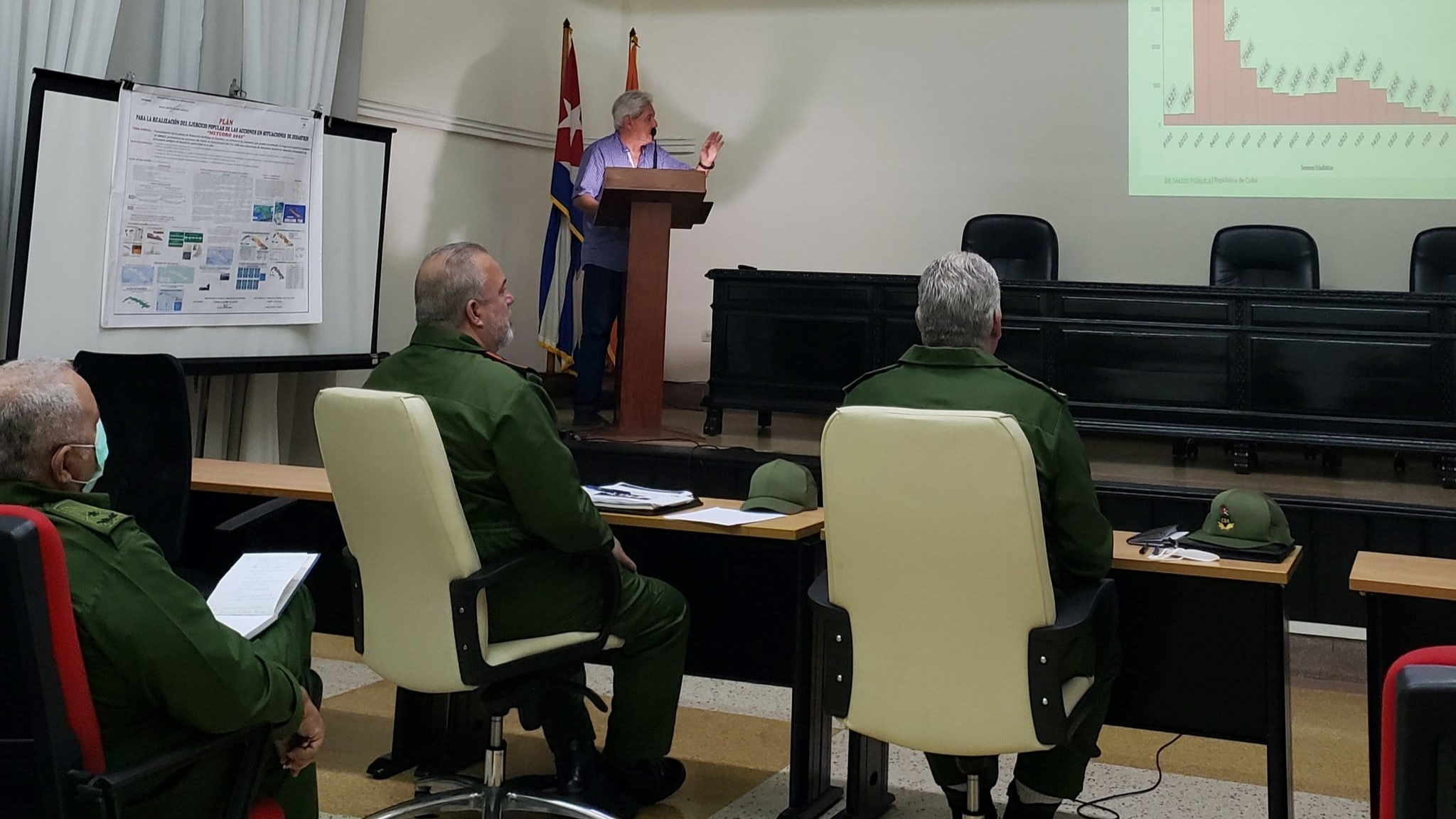 Dr. Francisco Durán en Estado Mayor de la Defensa Civil. Foto: Presidencia Cuba/Facebook