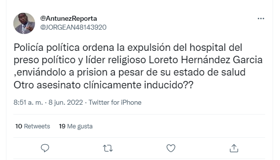 Tuit sobre Loreto Hernández.