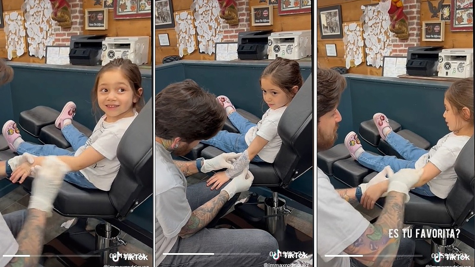 Papá le hace a su hija de 4 años su primer tatuaje y el resultado enternece TikTok