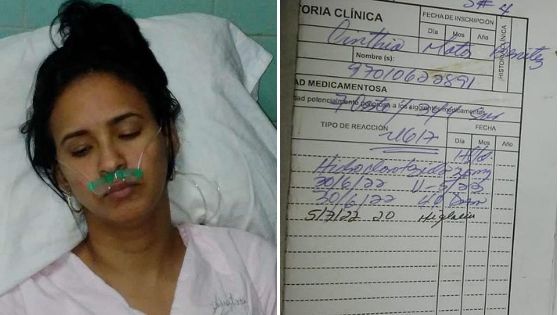 Cinthia Matos, recién salida de una operación en marzo (Fotos Facebook)