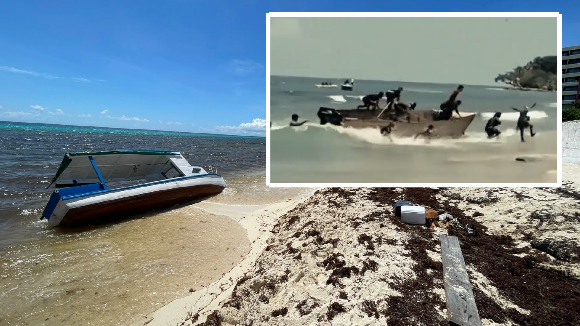 Descubren embarcación en la playa Delfines de Cancún 