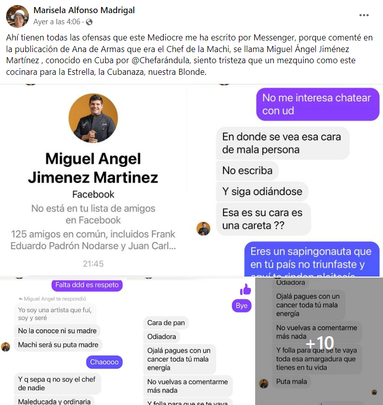 Captura de pantalla de una publicación de Marisela