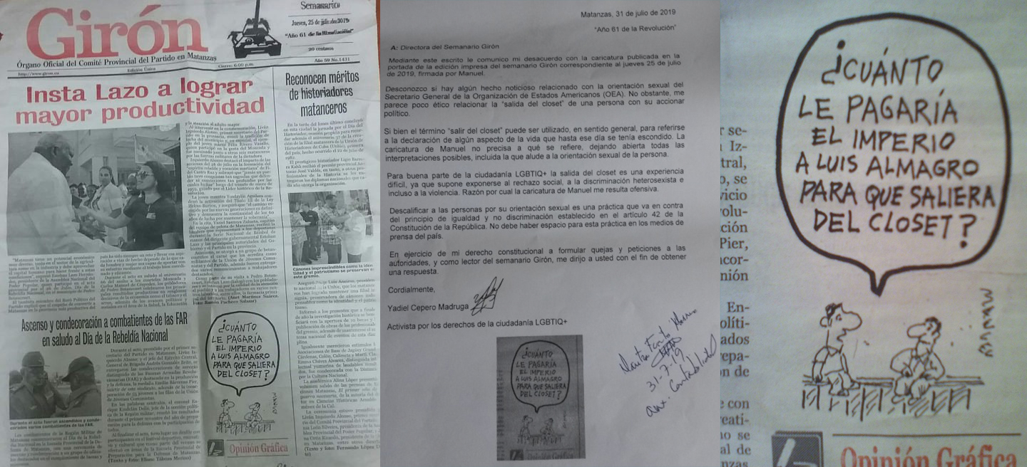 Carta de Yadier Cepero al semanario Giròn