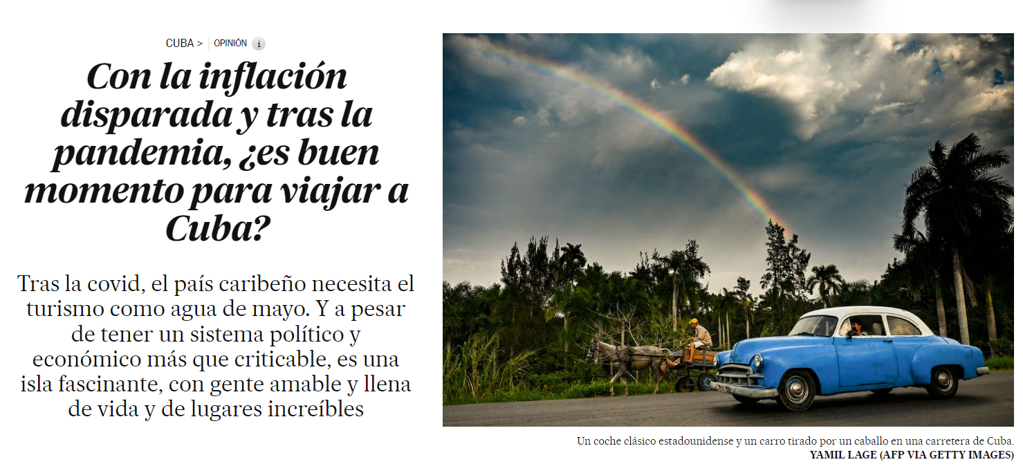  Artículo "Con la inflación disparada y tras la pandemia, ¿es buen momento para viajar a Cuba?"