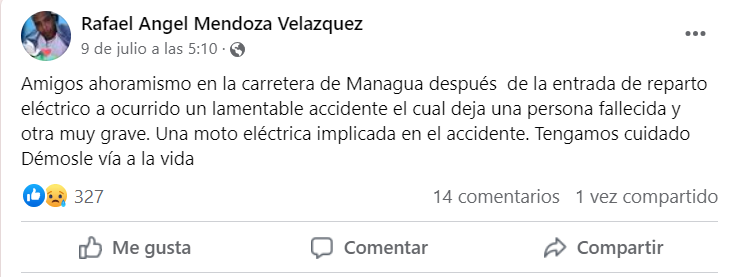Captura de pantalla de grupo sobre accidentes