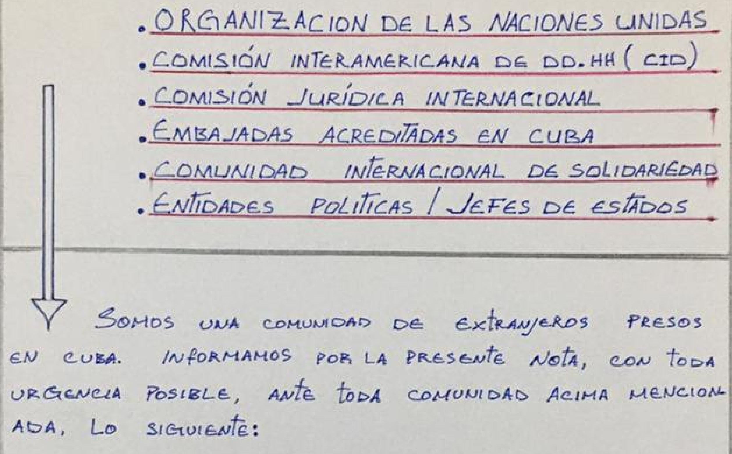 Carta de los presos