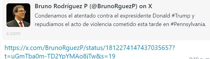 Mensaje de Bruno Rodriguez