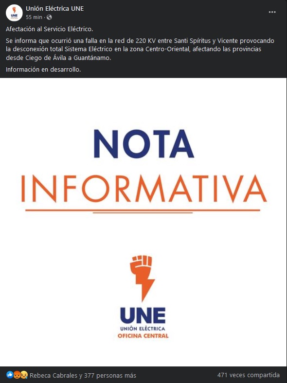 Apagón masivo en Cuba