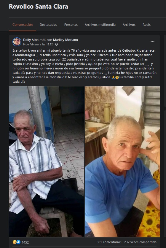 Post de campesino asesinado