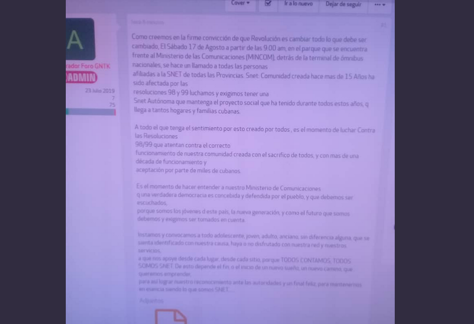 Comunicado de SNET