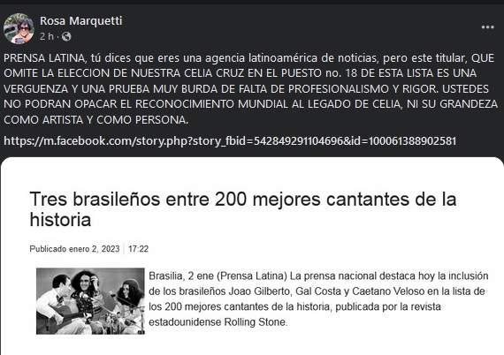 Rosa marquetti sobre Prensa latina
