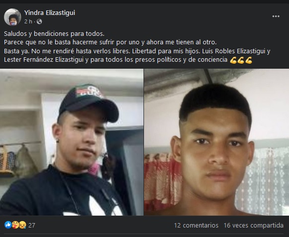 Post sobre hermano de Luis Robles