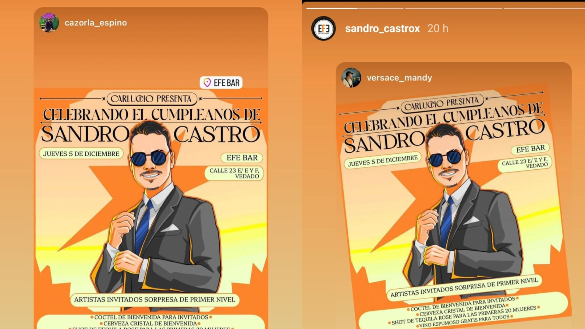 Capturas de pantalla de Instagram sobre la fiesta de Sandro Castro