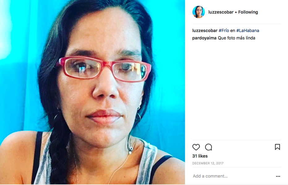Frío en la Habana, Luz Escobar en Instagram