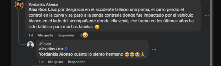 Comentario en la publicación.
