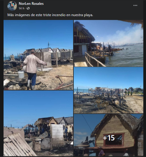 Estragos del incendio en la localidad del centro de Cuba