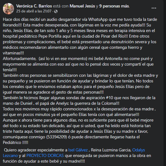 Niño cubano con salud delicada