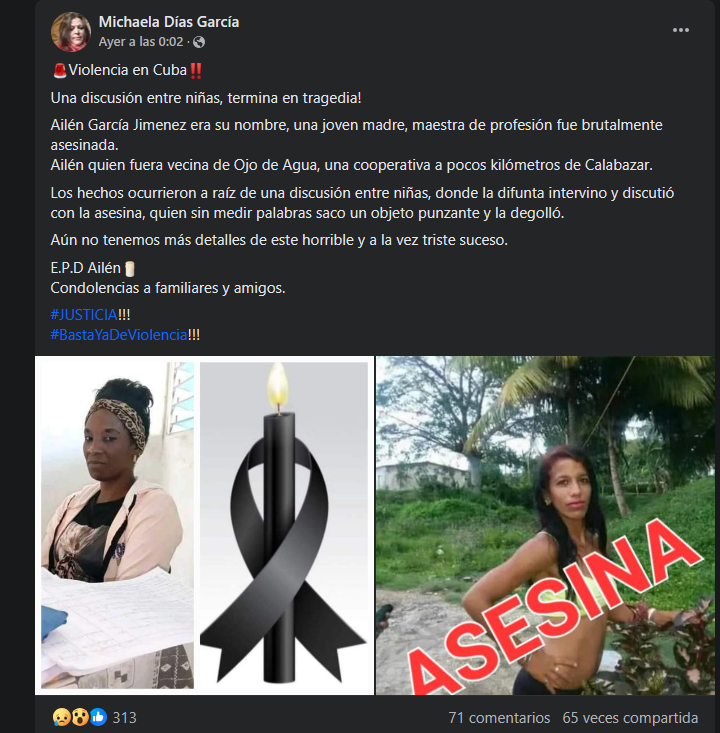 Publicación en redes sociales.