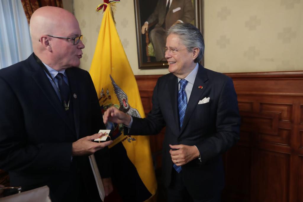 Guillermo Lasso recibe al opositor cubano Orlando Guitiérrez Boronat. Cortesía ARC