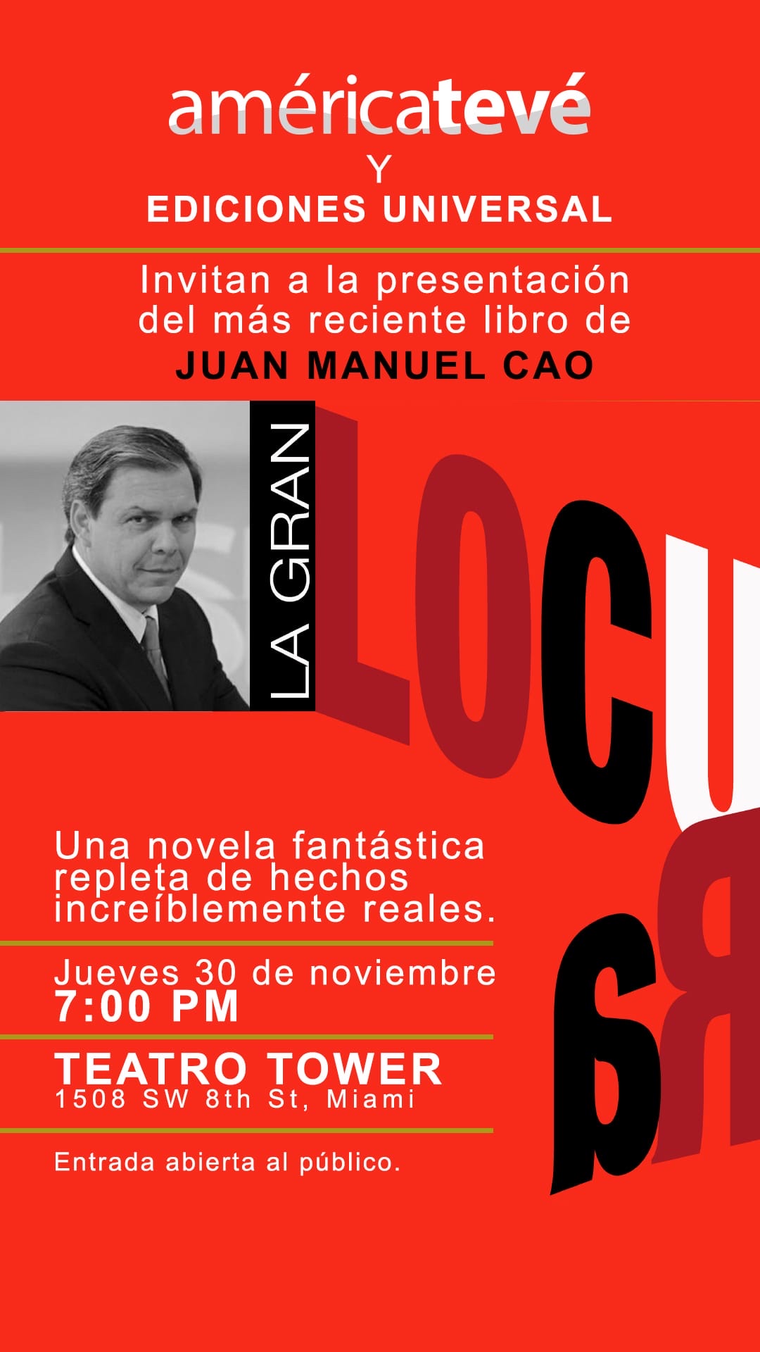 Cartel sobre la presentación de "La gran locura"
