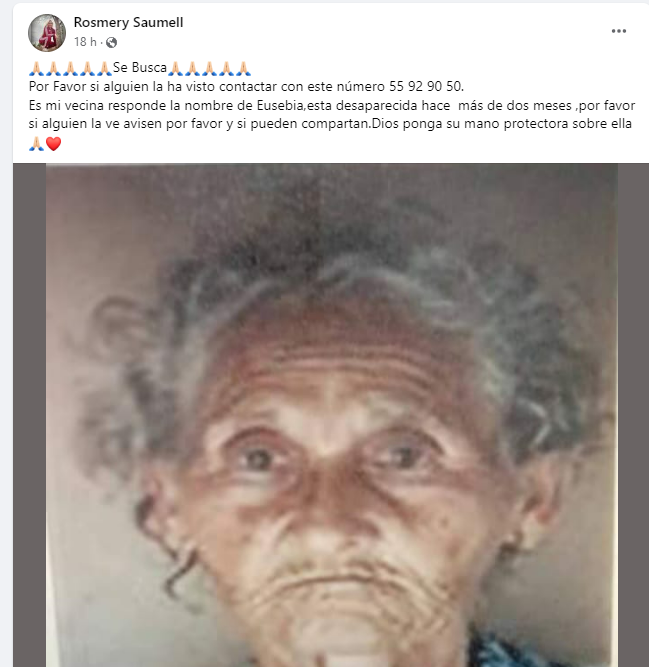 Captura de publicación en Facebook