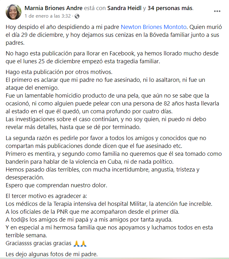 Detalles sobre la muerte de Briones Montoto
