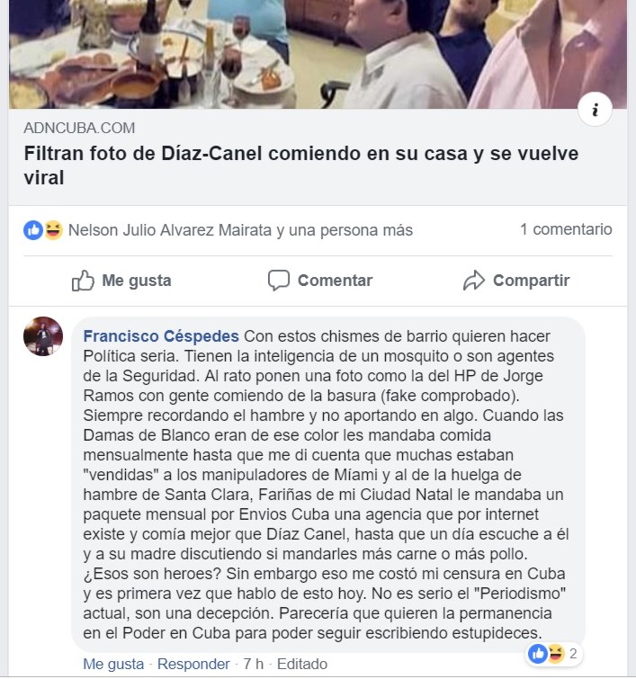 Pancho Céspedes llama “vendidas” a las Damas de Blanco y alega que Fariñas “comía mejor que Díaz-Canel”