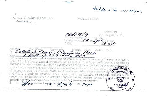 Citación del Tribunal (Foto; Roberto Quiñones)