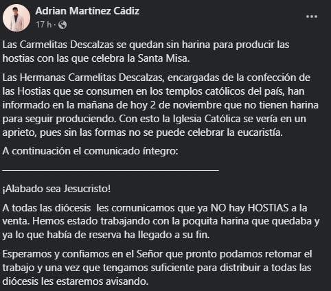 Comunicado carmelitas