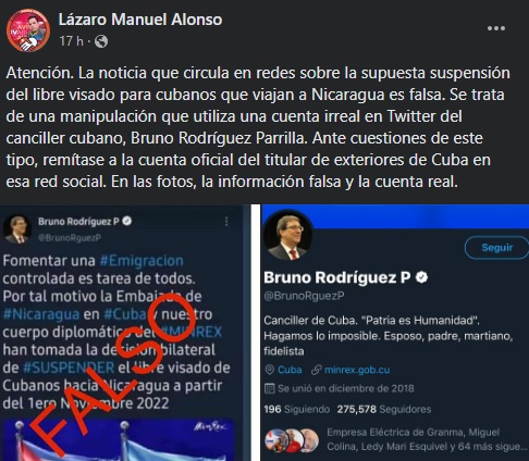 Captura de pantalla de periodista oficialista