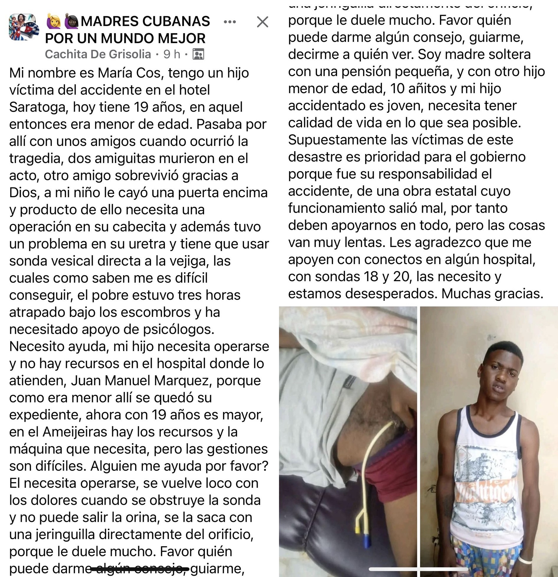 Publicación en grupo de Facebook.