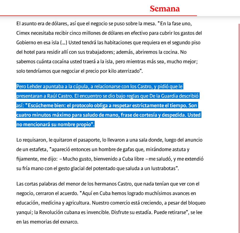 Entrevista de Lehder en la revista Semana