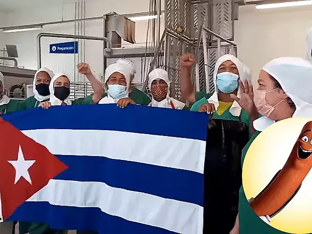 ¡Viva la salchicha! Nueva consigna comunista en Cuba. Collage: ADN Cuba
